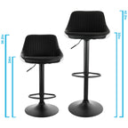 Elama Adjustable Faux Leather Bar Stool Set of 2 – Black & White with Black Base (ELM-704-1)