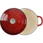 Crock-Pot Artisan 7-Quart Round Enameled Cast Iron Dutch Oven with Lid – Scarlet Red Heavy-Duty Cookware