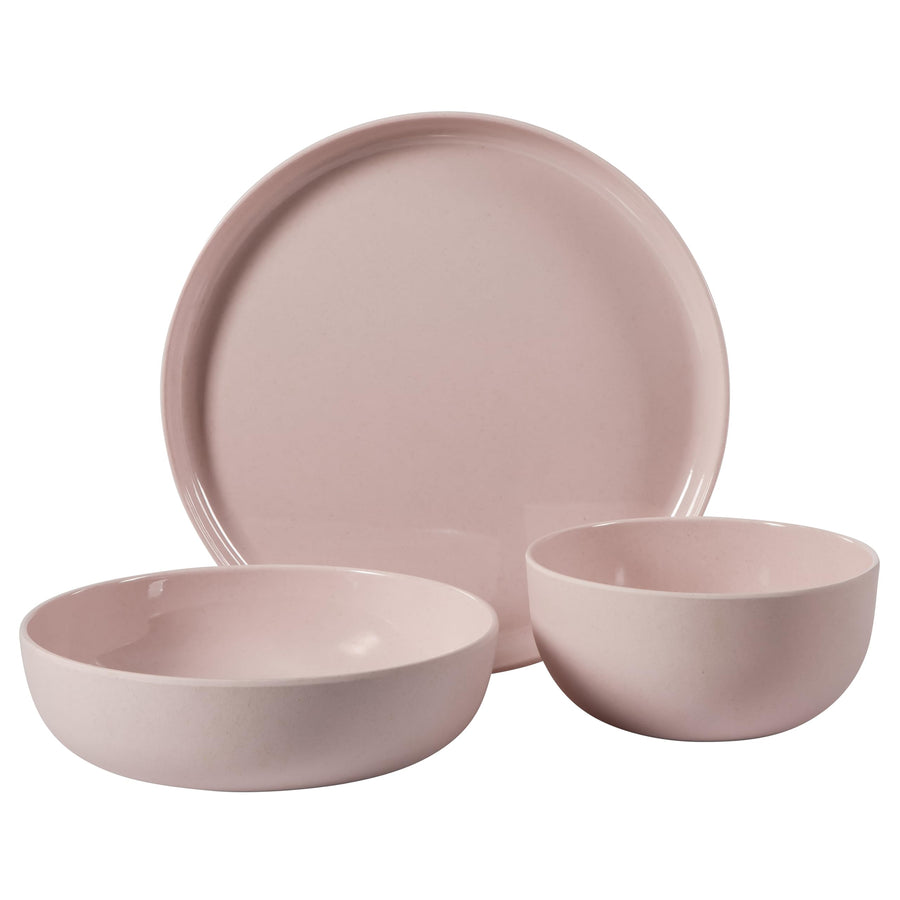 Gibson Home Candy Skies 12-Piece Unbreakable Wheat Straw Melamine Dinnerware Set, Pink (Service for 4)