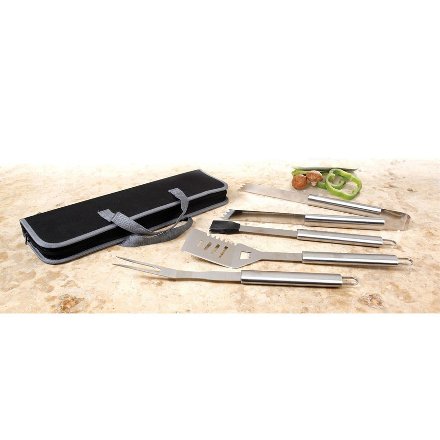 Gibson Home Grill Basics 5-Piece Stainless Steel BBQ Tool Set with Storage Bag