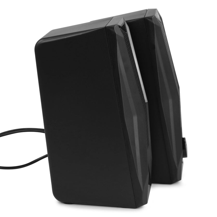 beFree Sound BFS-201 2.0 USB Computer Gaming Speakers with Color RGB LED Lights, Black, Wired 3.5 mm, Dual 2.5 in Drivers