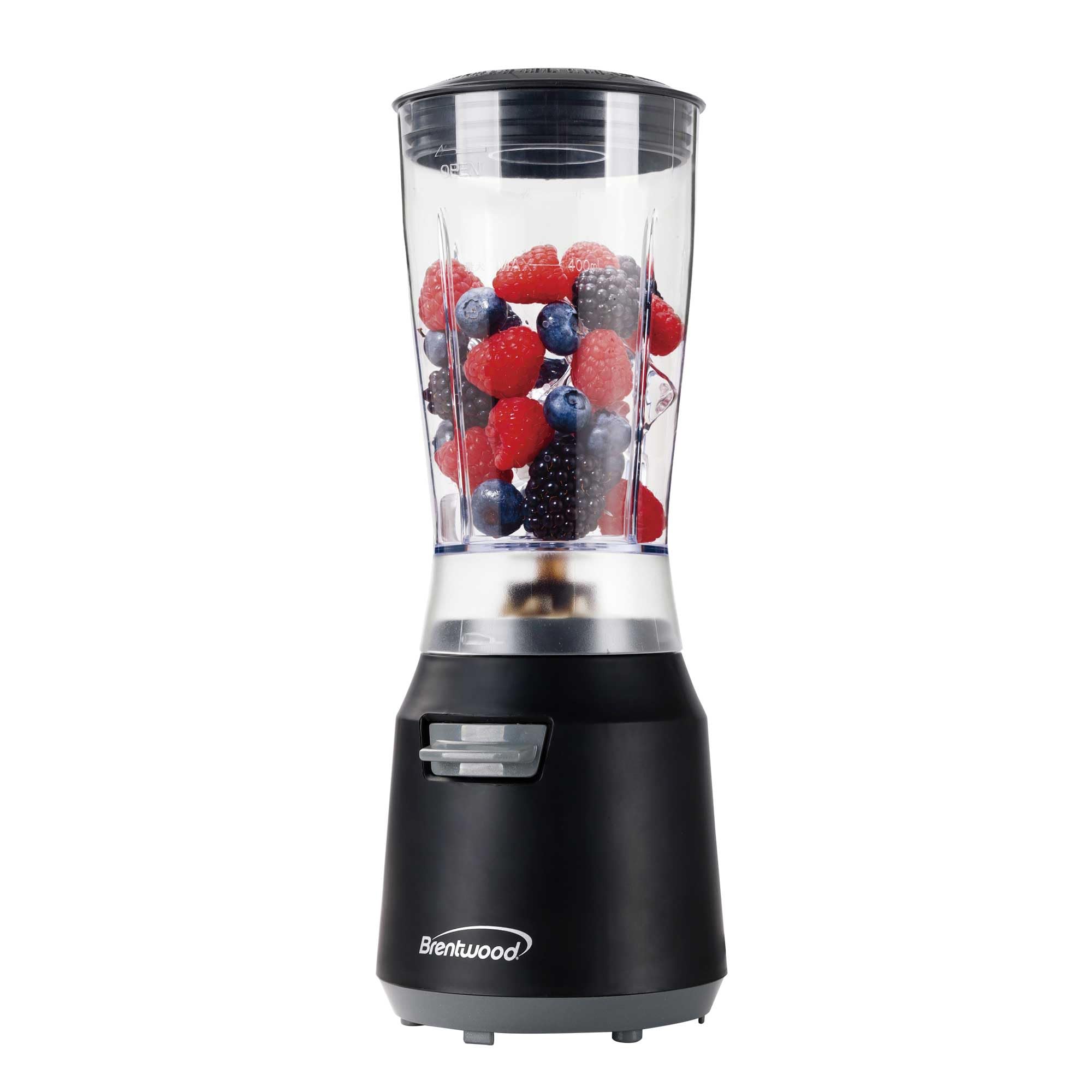 Brentwood JB-191BK 14 oz compact personal blender in black with BPA-free jar and stainless steel blade