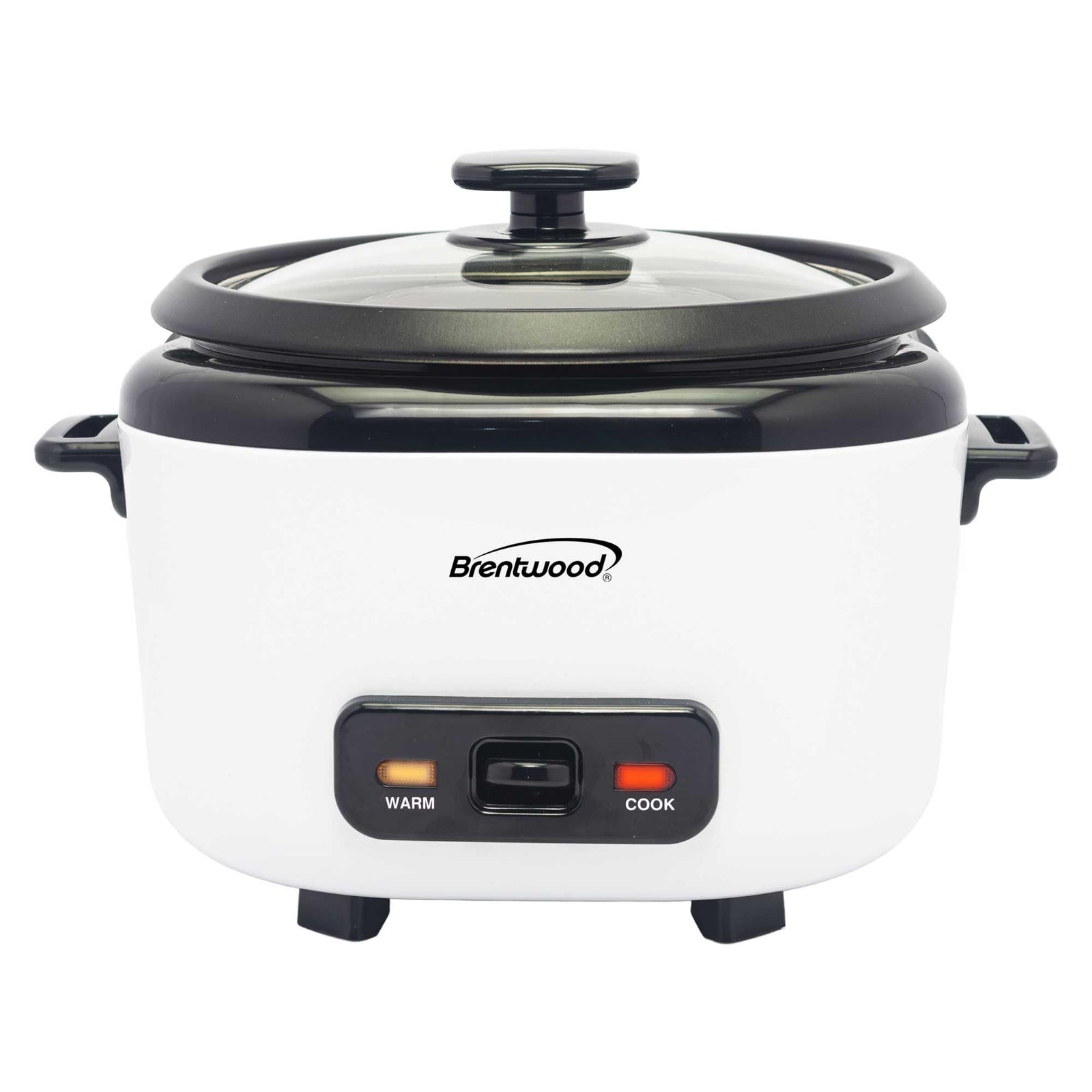 Brentwood TS-600S white rice cooker and food steamer with steam tray