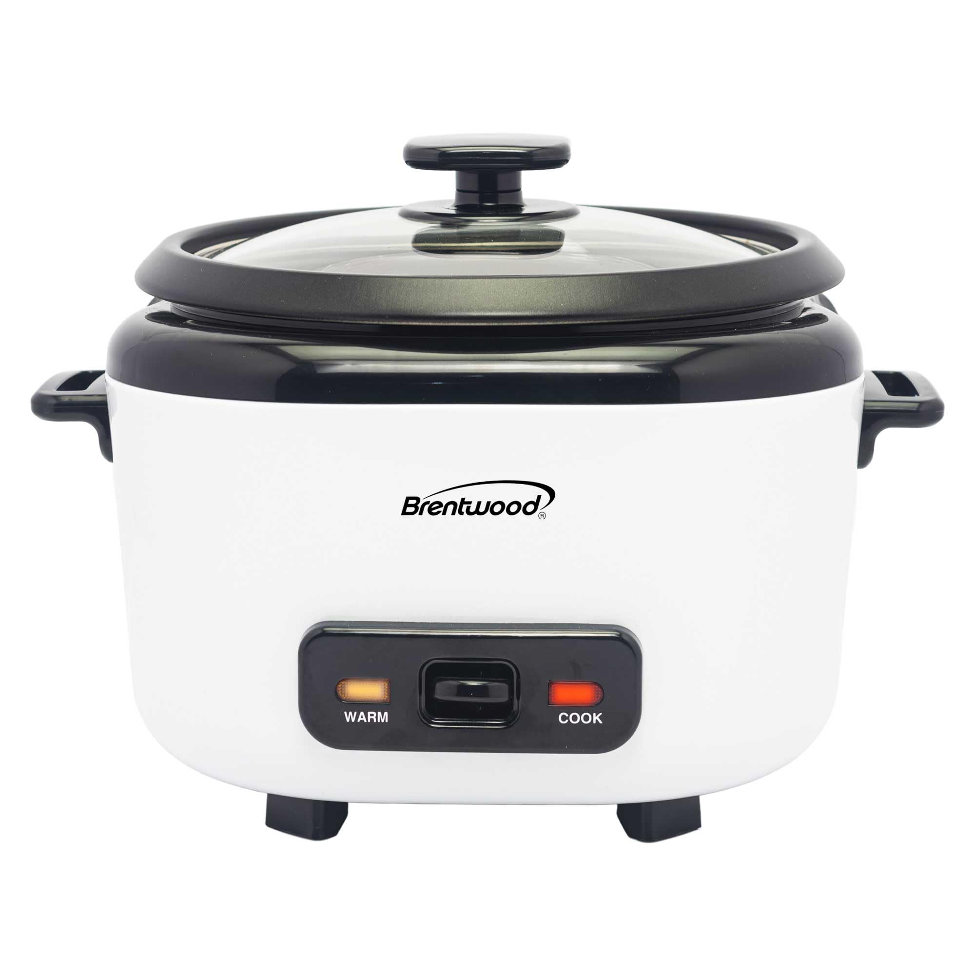 Brentwood TS-600S white rice cooker and food steamer with steam tray