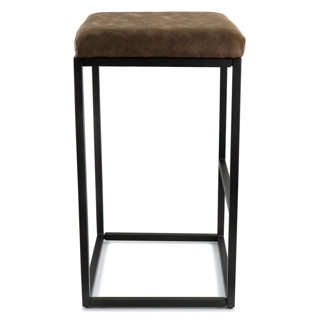 Elama Faux Leather Adjustable Bar Stool Set of 2 – Brown with Black Base (ELM-2102)