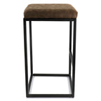 Elama Faux Leather Adjustable Bar Stool Set of 2 – Brown with Black Base (ELM-2102)