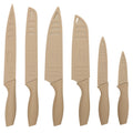 Gibson Home Bostonville 12-Piece Nonstick Stainless Steel Knife Set - Beige, 6 Knives with Matching Blade Guards