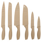 Gibson Home Bostonville 12-Piece Nonstick Stainless Steel Knife Set - Beige, 6 Knives with Matching Blade Guards