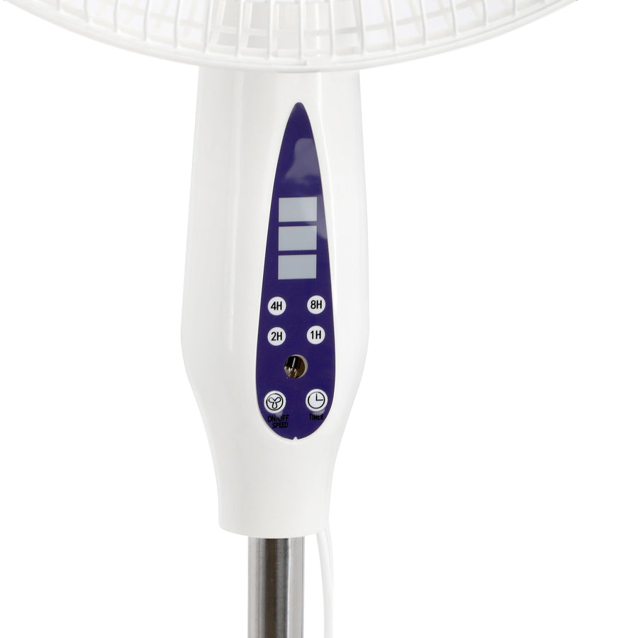 Vie Air 16 Inch Oscillating Pedestal Stand Fan with Remote & 7.5-Hour Timer, 3-Speed, Adjustable Height, White