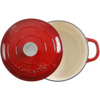Crock-Pot Artisan 5-Quart Round Enameled Cast Iron Dutch Oven with Lid – Red