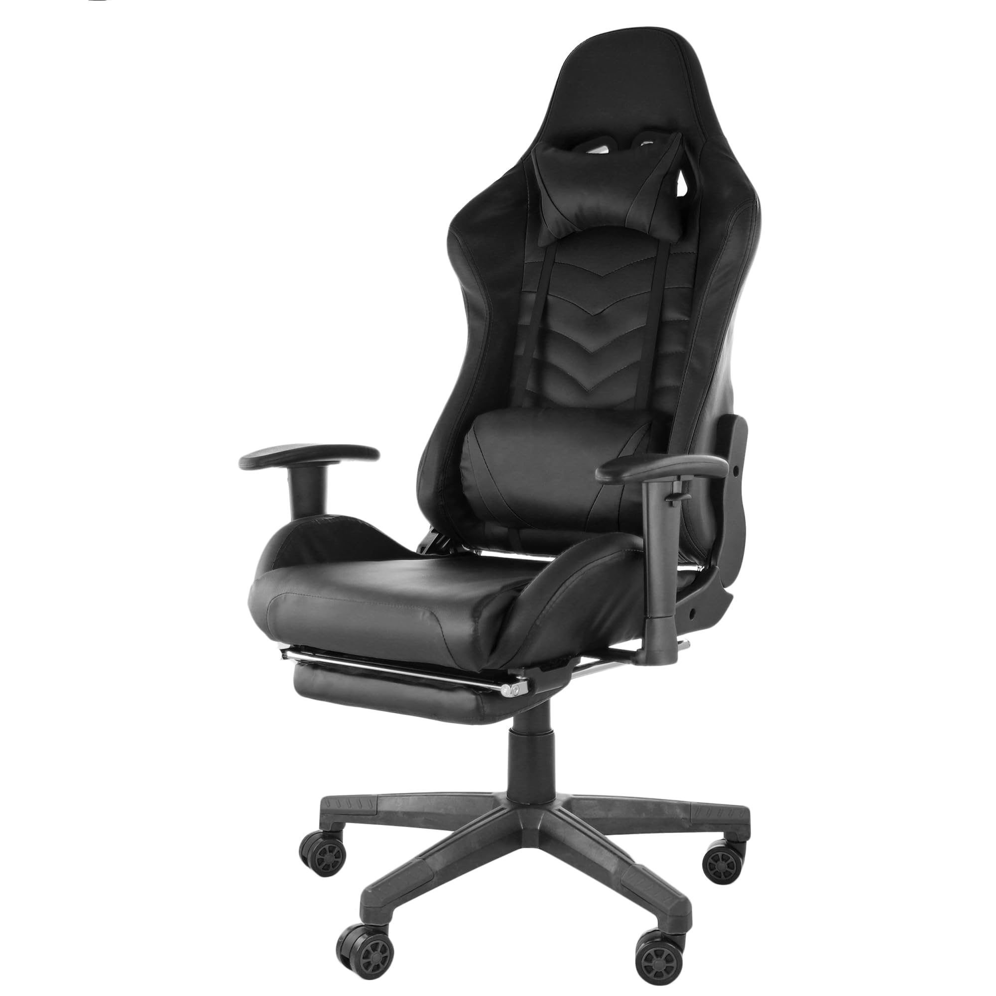Gamefitz GF-2001 Ergonomic Gaming Chair – Adjustable High-Back PU Leather Racing-Style Office Chair (Black)