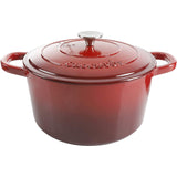 Crock-Pot Artisan 3-Quart Round Enameled Cast Iron Dutch Oven with Lid – Gradient Red, Oven Safe to 500°F, Induction Compatible