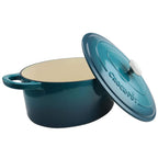 Crock-Pot Artisan 7-Qt Oval Enameled Cast Iron Dutch Oven – Teal Ombre, Oven-Safe to 500°F for Braising, Roasting, Bread Baking
