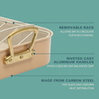 Gibson Home Broxton 2-Piece Carbon Steel Nonstick Roaster Pan with Rack, Apricot