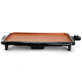 MegaChef MCG-4826YA 18.89 Inch Copper-Coated Nonstick Electric Grill and Griddle, 1400W with Detachable Thermostat and Drip Tray, Black