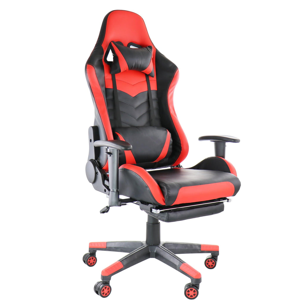 Gamefitz GF-2002 Ergonomic Gaming Chair – Adjustable High-Back Racing-Style Office Chair (Black & Red)
