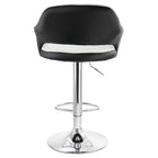 Elama ELM-705 Adjustable Faux Leather Bar Stool Set of 2 – White with Black Trim & Chrome Swivel Base, Counter to Bar Height