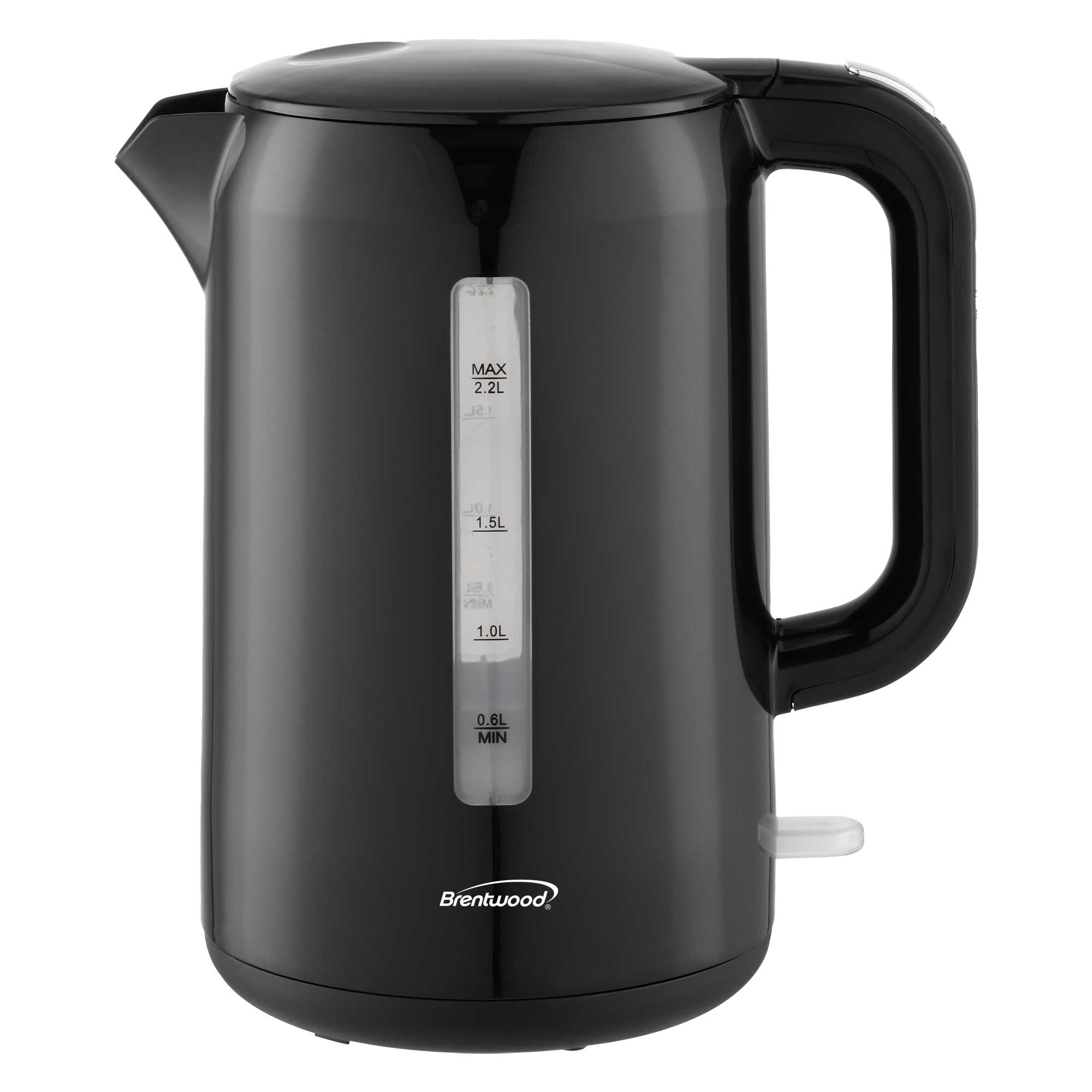 Brentwood KT-1622BK black 2.2-liter cordless electric kettle with mesh filter