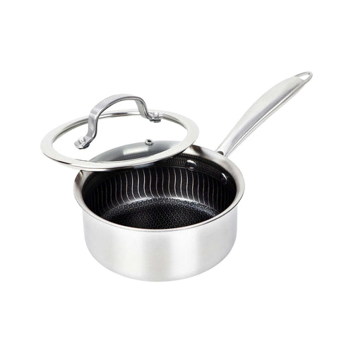 Brentwood B-SPH16L 3-ply stainless steel hybrid nonstick 1.5-quart induction saucepan with glass lid