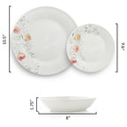 Elama Poppy 18-Piece Porcelain Dinnerware Set – Cherry Blossom Floral Service for 6
