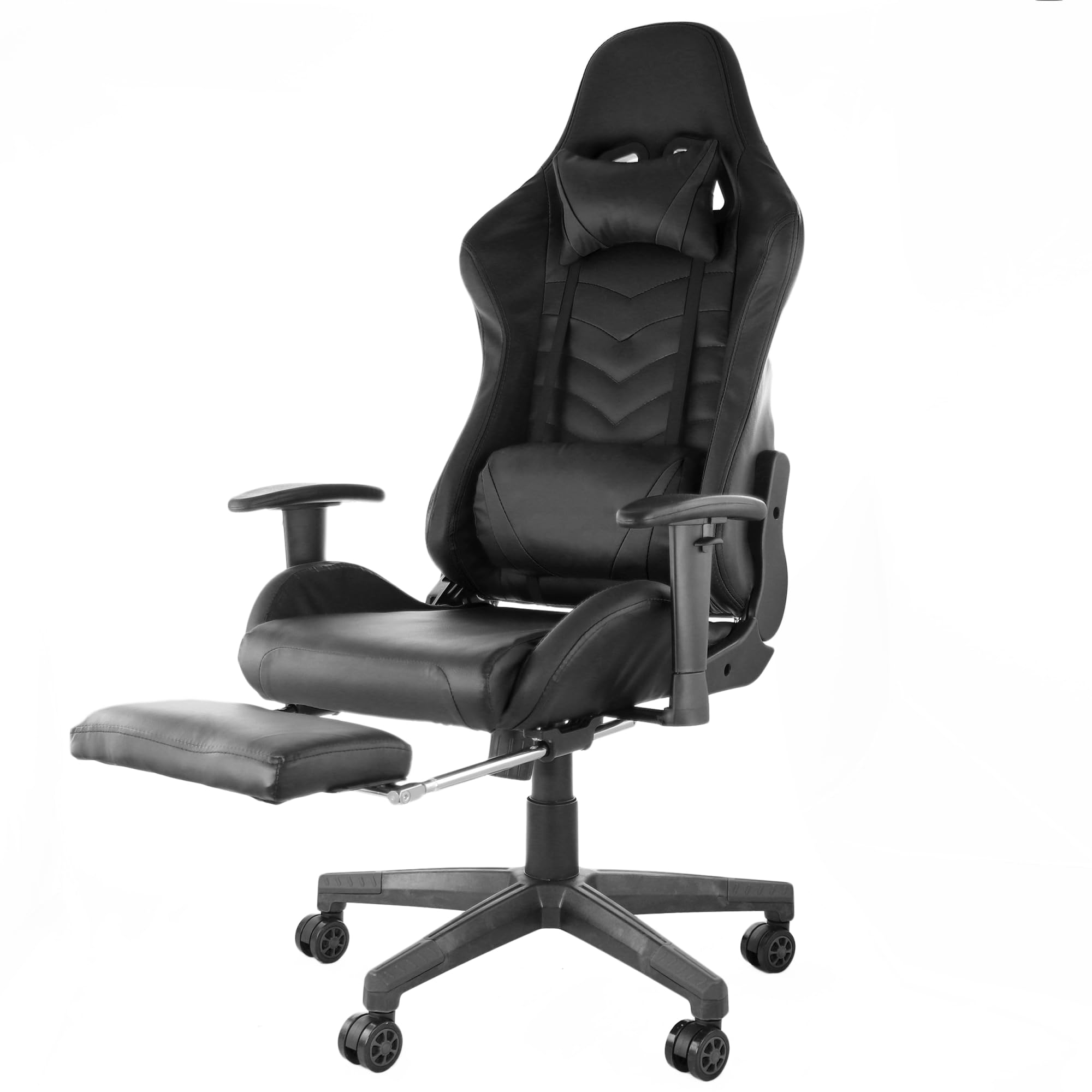 Gamefitz GF-2001 Ergonomic Gaming Chair – Adjustable High-Back PU Leather Racing-Style Office Chair (Black)