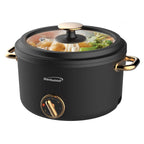 Brentwood HP-3250BK black 2.5-liter ceramic non-stick electric hot pot cooker with glass lid and removable cord