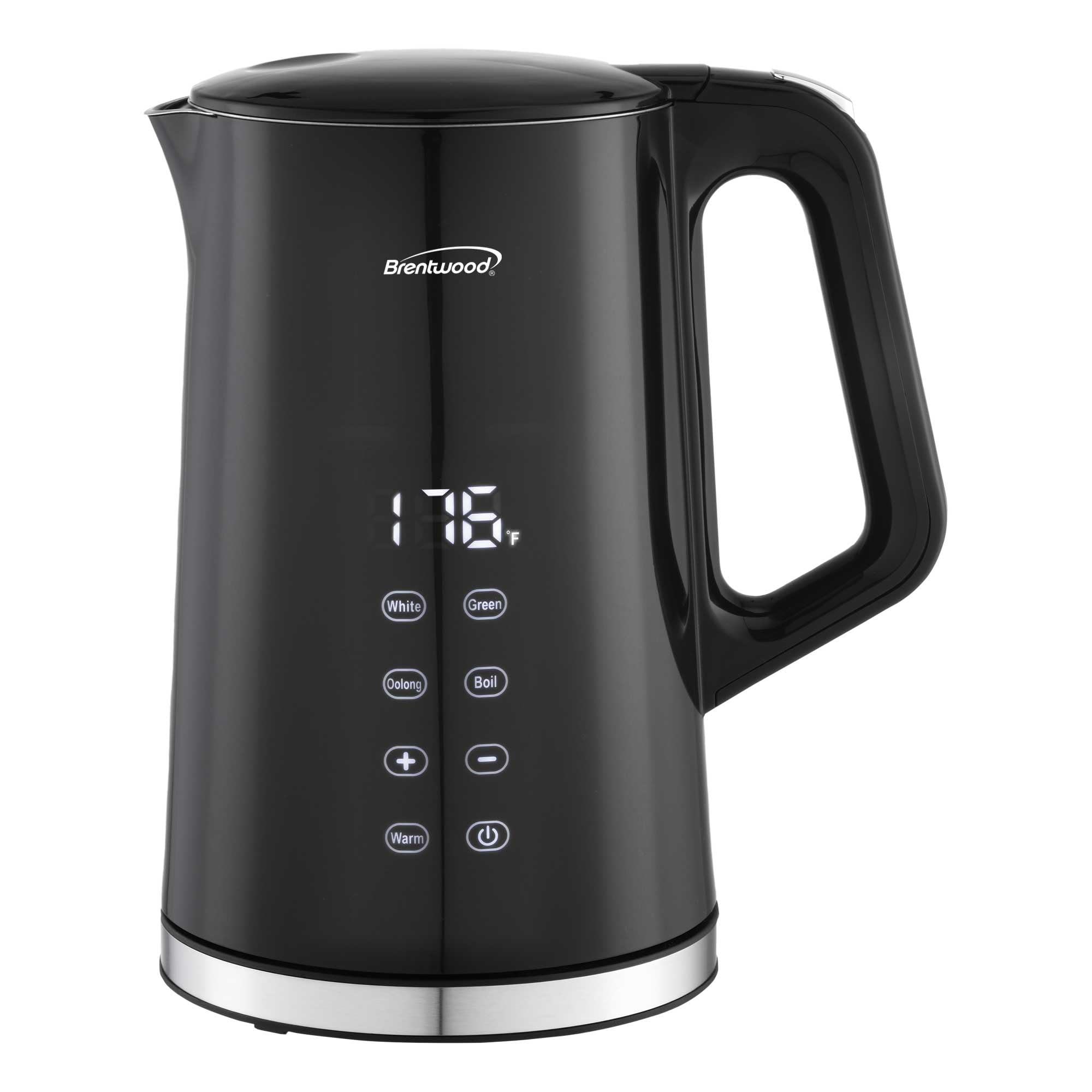 Brentwood KT-2015DBK black digital cool-touch electric kettle with temperature panel