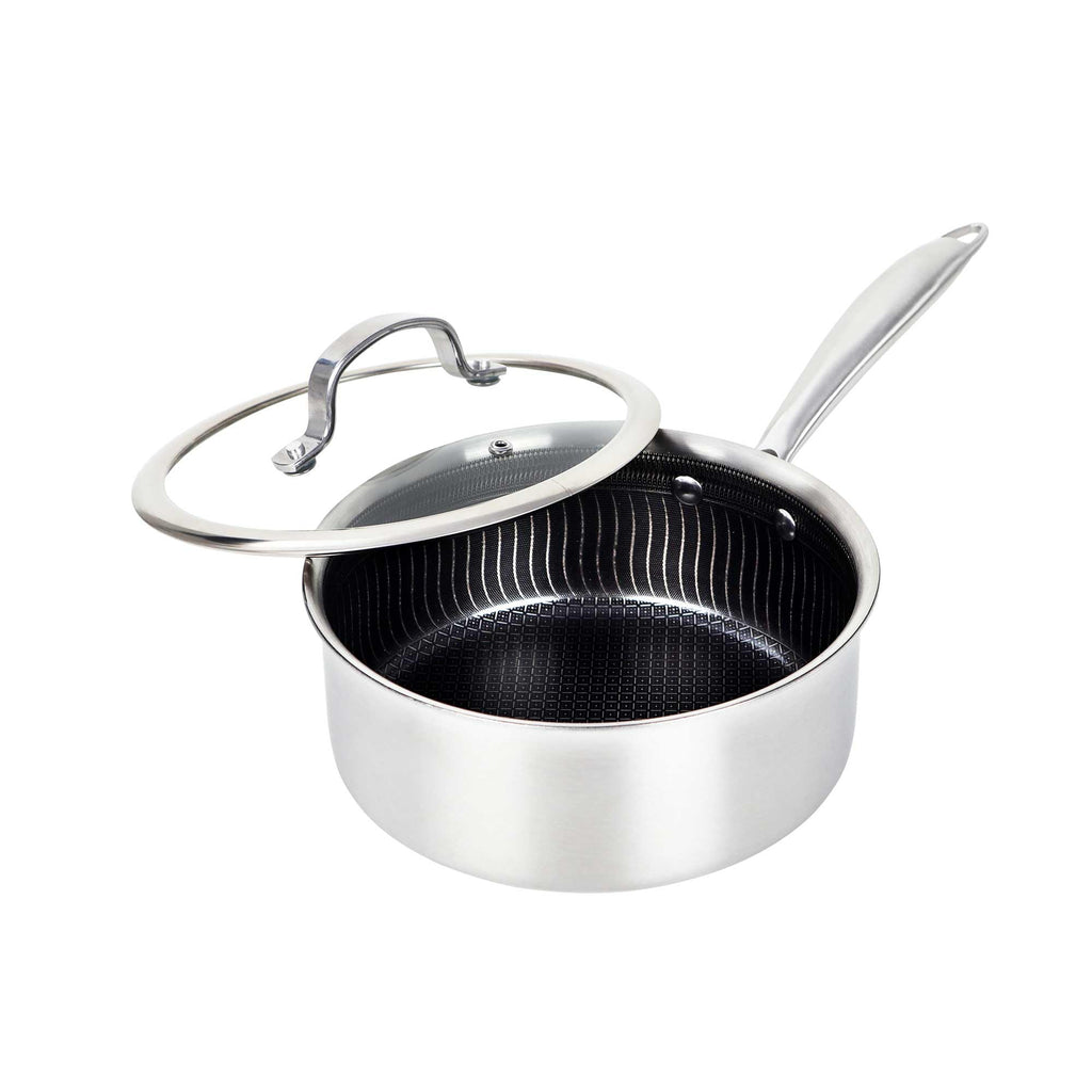 Brentwood B-SPH20L 3-ply stainless steel hybrid nonstick 3-quart induction saucepan with glass lid