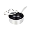 Brentwood B-SPH20L 3-ply stainless steel hybrid nonstick 3-quart induction saucepan with glass lid