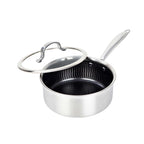 Brentwood B-SPH20L 3-ply stainless steel hybrid nonstick 3-quart induction saucepan with glass lid