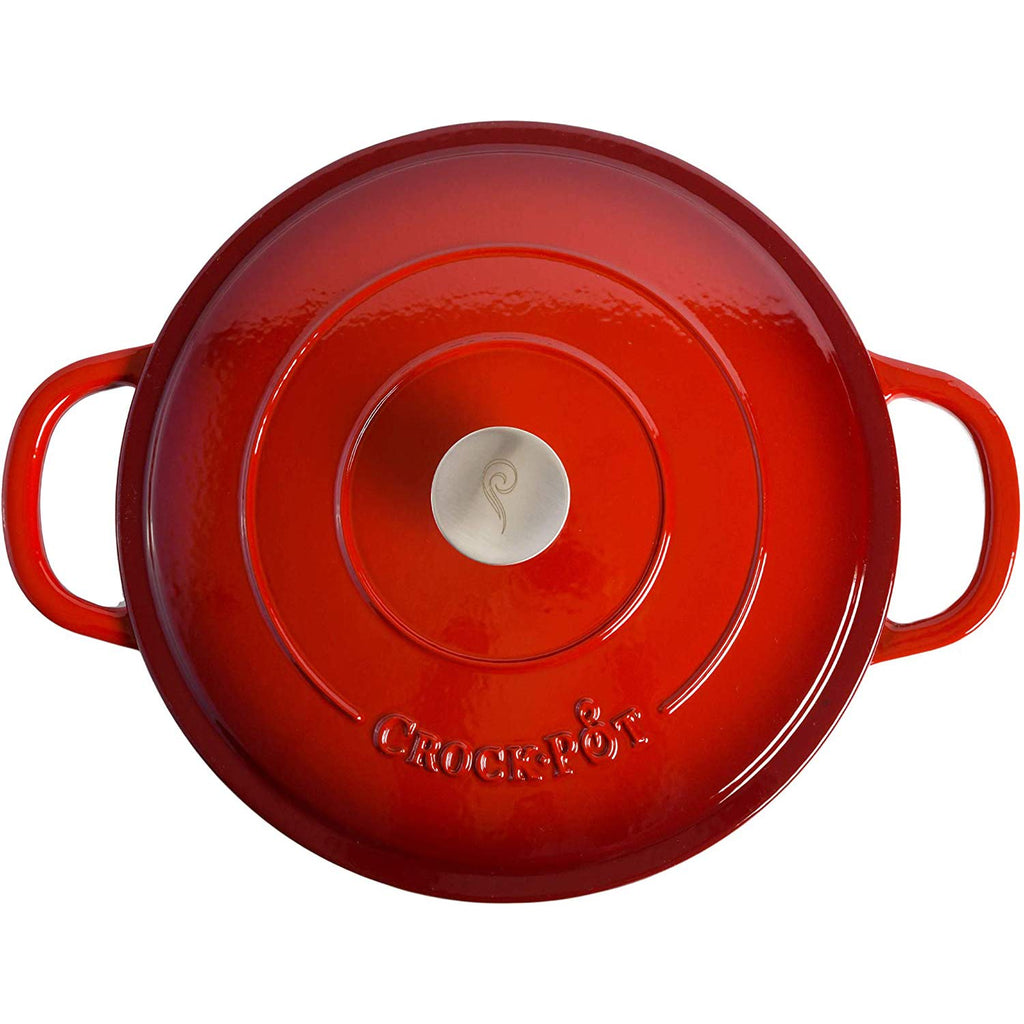 Crock-Pot Artisan 5-Quart Enameled Cast Iron Braiser with Lid – Scarlet Red Heavy-Duty Cookware