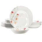 Elama Poppy 18-Piece Porcelain Dinnerware Set – Cherry Blossom Floral Service for 6