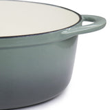 MegaChef Enameled Cast Iron Oval Casserole with Lid, 7 Qt, Holds a Whole Chicken, Gray