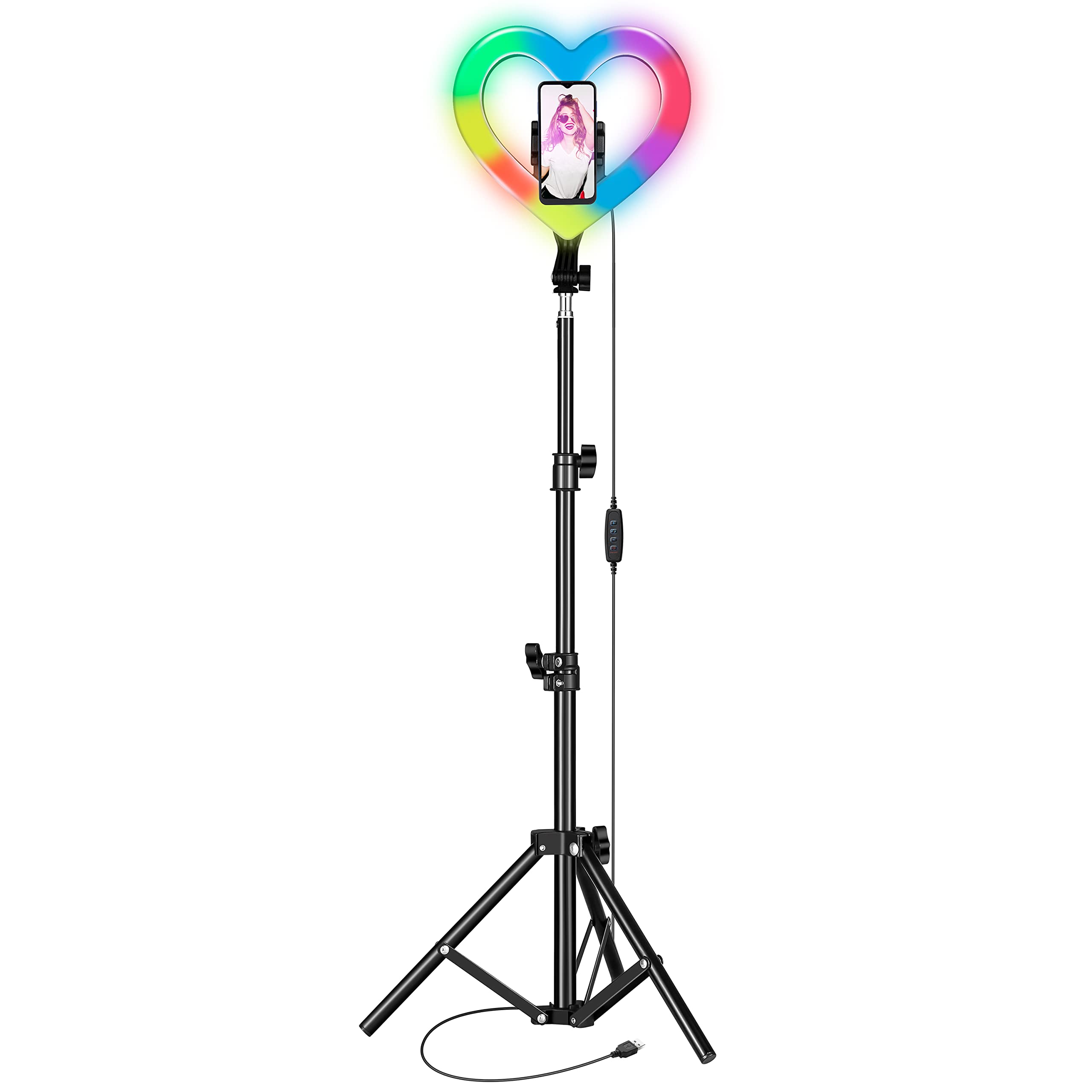 SuperSonic SC-2330RGB 10 Inch Heart Ring Light with RGB, Tripod and Phone Holder