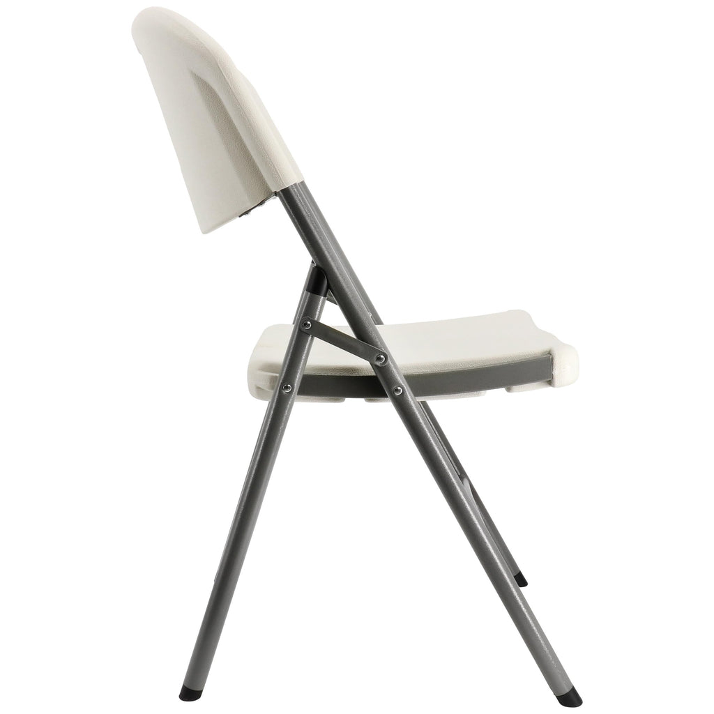 Elama 4-Piece Deluxe Folding Patio Chairs – White Indoor/Outdoor Plastic Dinner Chairs with Handle