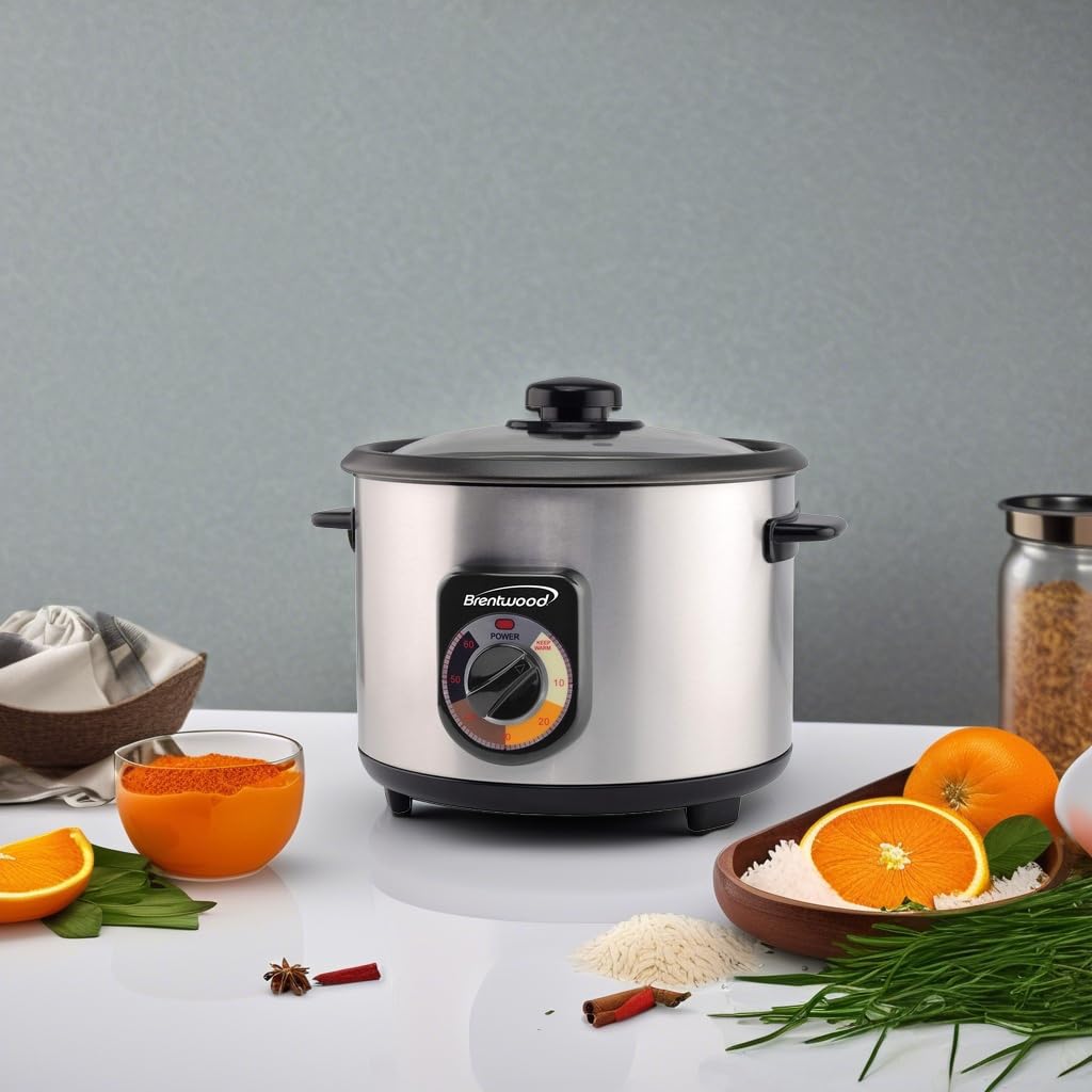 Brentwood TS-1020S 10-Cup Stainless Steel Persian Rice Cooker – Crunchy Tahdig with Timer