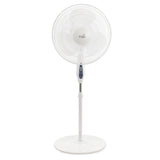 Vie Air 16 Inch Oscillating Pedestal Stand Fan with Remote & 7.5-Hour Timer, 3-Speed, Adjustable Height, White