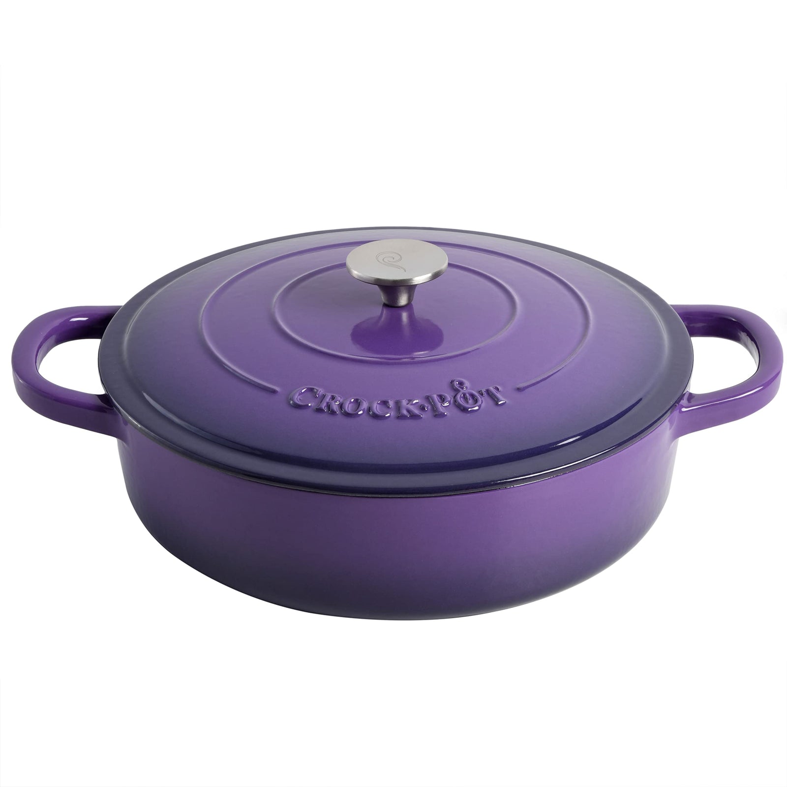 Crock-Pot Artisan 5-Quart Enameled Cast Iron Braiser with Self-Basting Lid – Lavender Purple, Oven Safe to 500°F, Induction Compatible