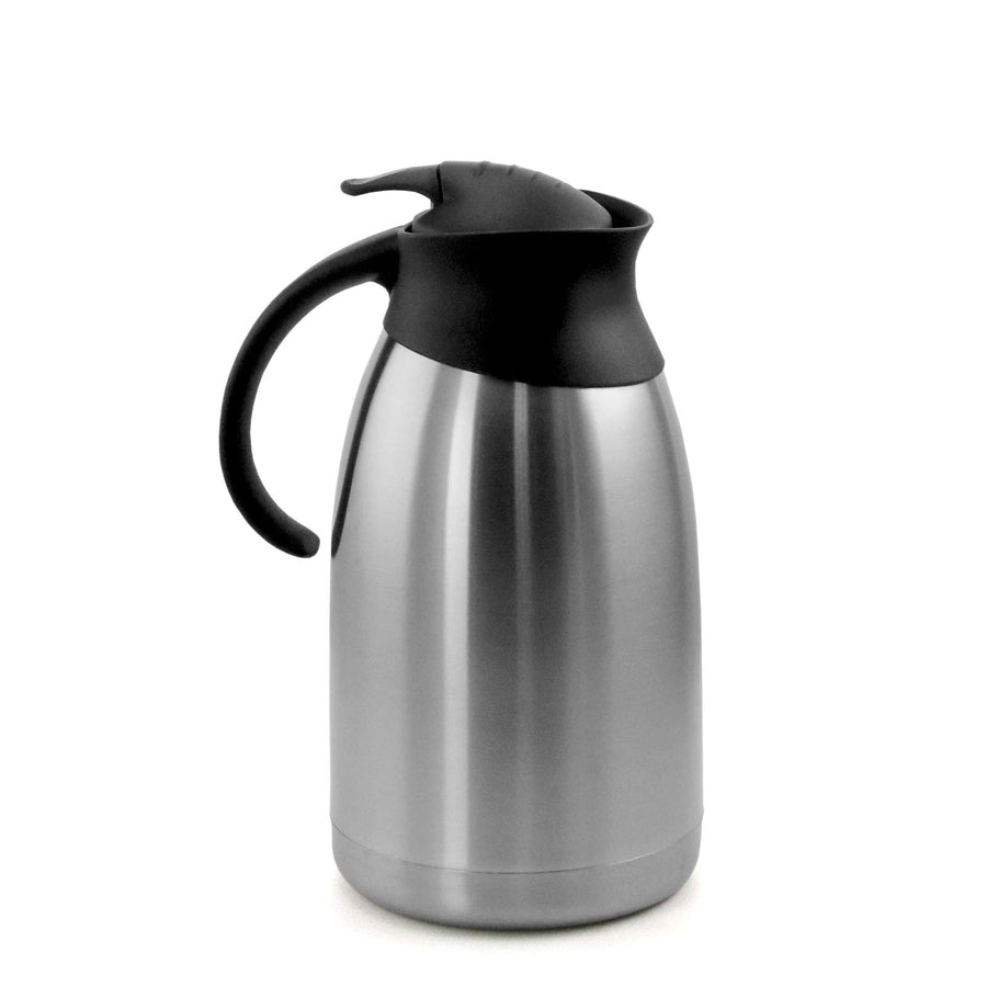 MegaChef MG-JSUW020 2.11-Quart Stainless Steel Thermal Beverage Carafe, Black Lid, Lever Dispenser with Safety Latch, Non-Electric