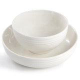 Elama Nikki 18-Piece Ribbed White Porcelain Dinnerware and Serving Set, Service for 4