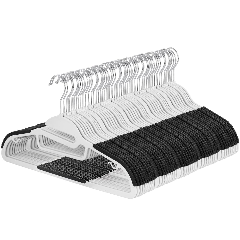Elama non-slip plastic hanger White and Black