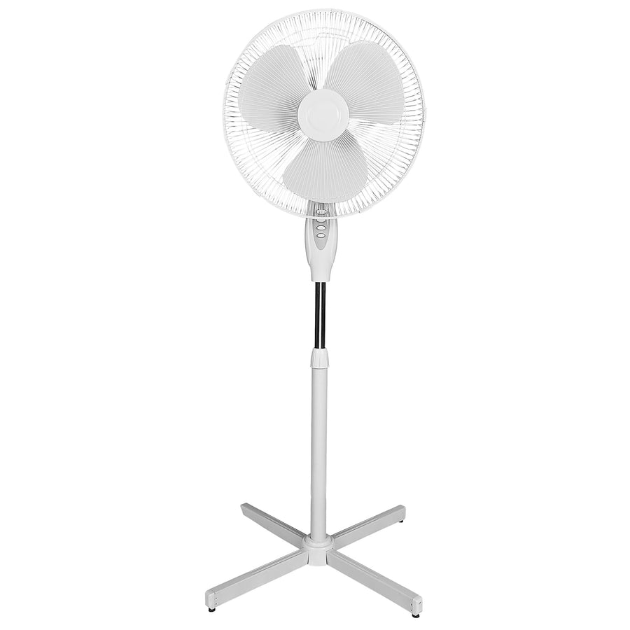 Optimus F-1650WH 16 Inch Oscillating Pedestal Stand Fan, 3-Speed, Adjustable Height, White