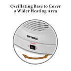 Optimus H-1382 Portable Oscillating Fan Heater with Adjustable Thermostat – 1500W Personal Space Heater for Home & Office