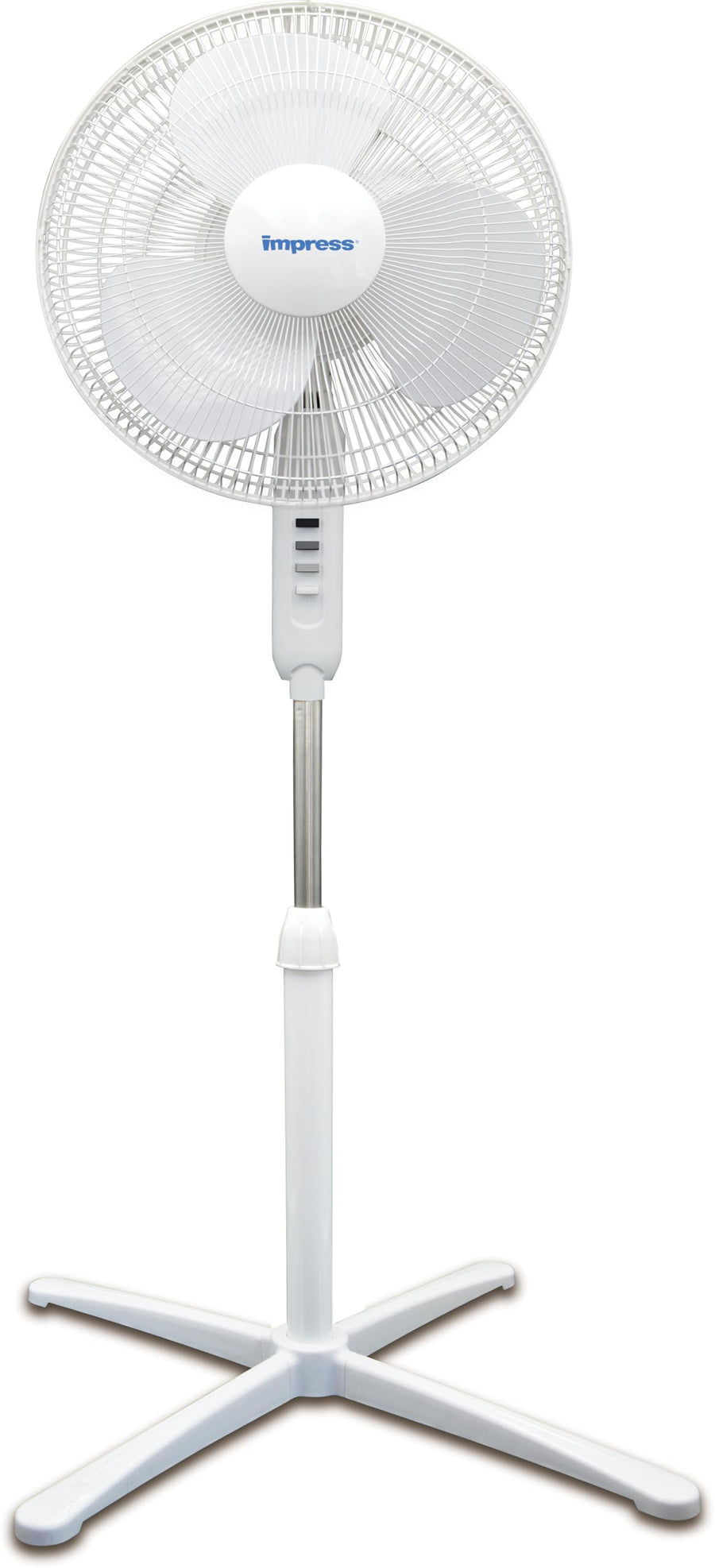 Impress IM-726W 16 Inch Oscillating Pedestal Stand Fan with Adjustable Height & Tilt, 3-Speed, White