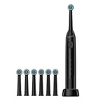 SuperSonic Sonic Zoom+ Wireless Rechargeable Toothbrush – Black with 6 Brush Heads & Travel Case
