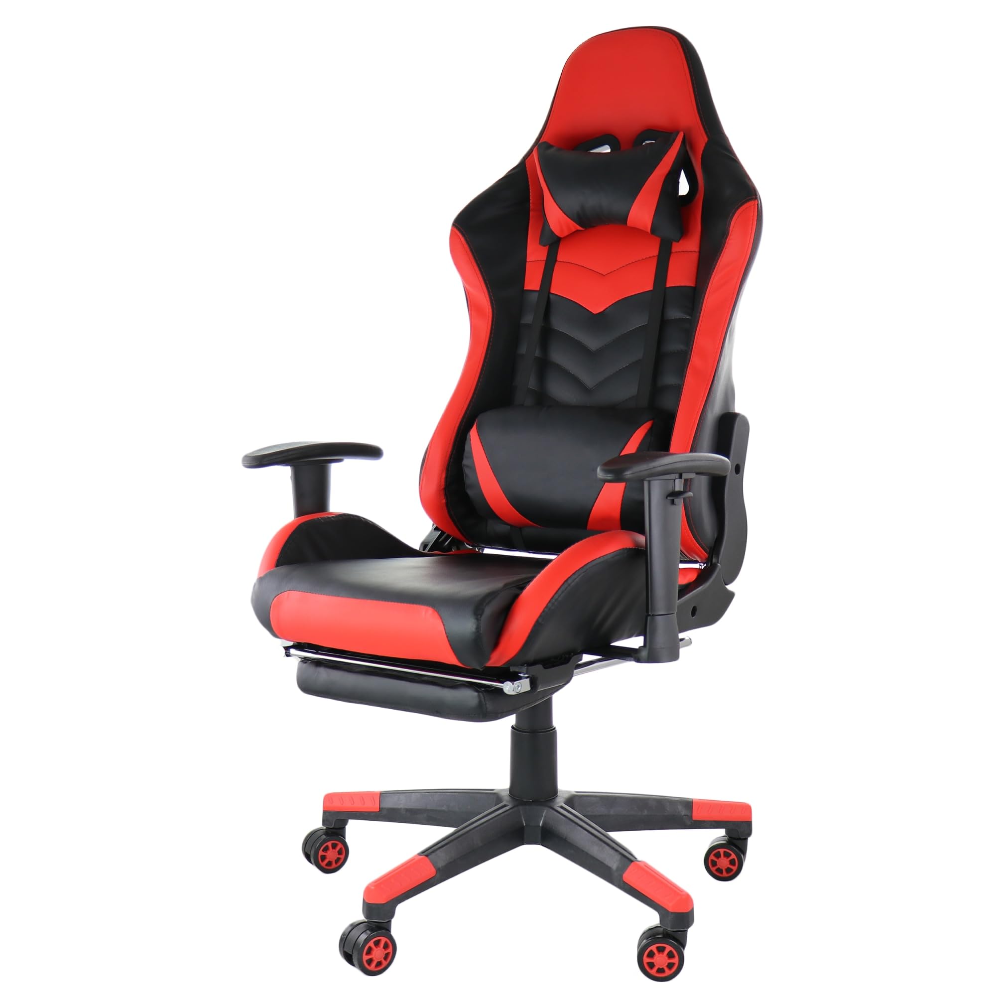 Gamefitz GF-2002 Ergonomic Gaming Chair – Adjustable High-Back Racing-Style Office Chair (Black & Red)