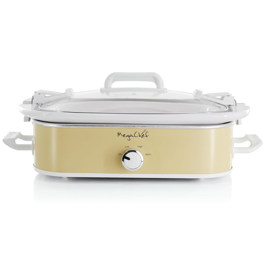 MegaChef MGSL-5000-C 3.5-Quart Casserole Slow Cooker with Locking Lid, Cream