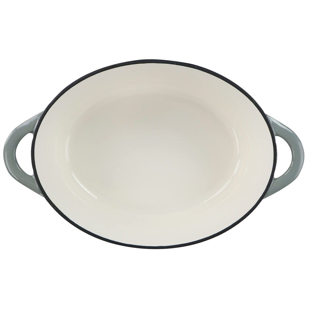 MegaChef Enameled Cast Iron Oval Casserole with Lid, 7 Qt, Holds a Whole Chicken, Gray
