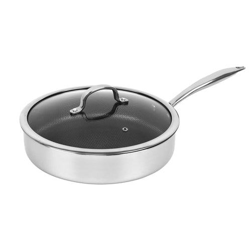 Brentwood B-DSH28L 3-ply stainless steel non-stick deep saute pan with glass lid