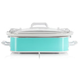 MegaChef 3.5-Quart Rectangular Casserole Slow Cooker, 9x13 Oven-Safe Stoneware Crock, Turquoise